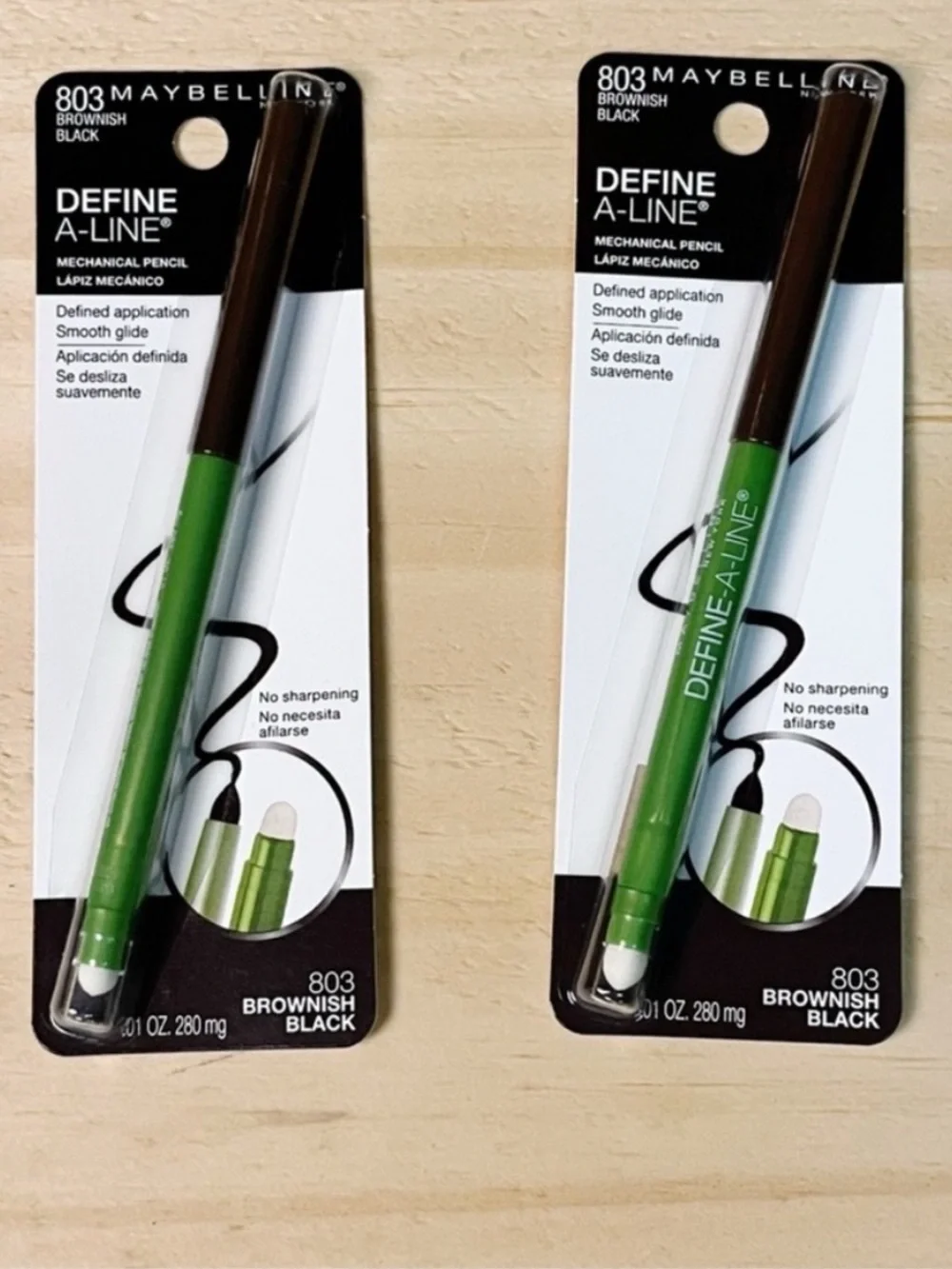 Maybelline 2 Define A-Line Mechanical Eyeliner Pencils Brownish Black #803